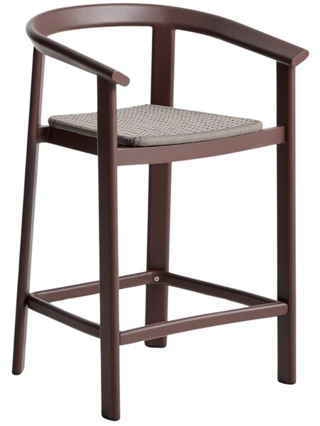 Kave Home Hnědá zahradní barová židle s výpletem Erice 65 cm
