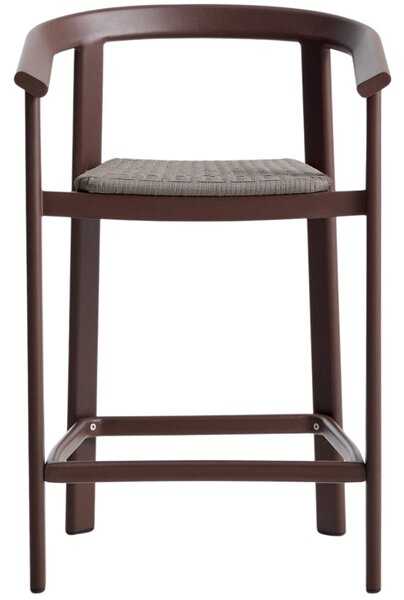 Kave Home Hnědá zahradní barová židle s výpletem Erice 65 cm