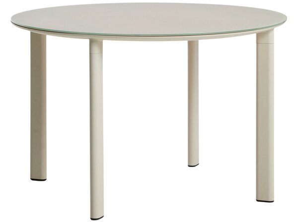 Kave Home Krémový zahradní stůl Erice Ø 120 cm se skleněnou deskou