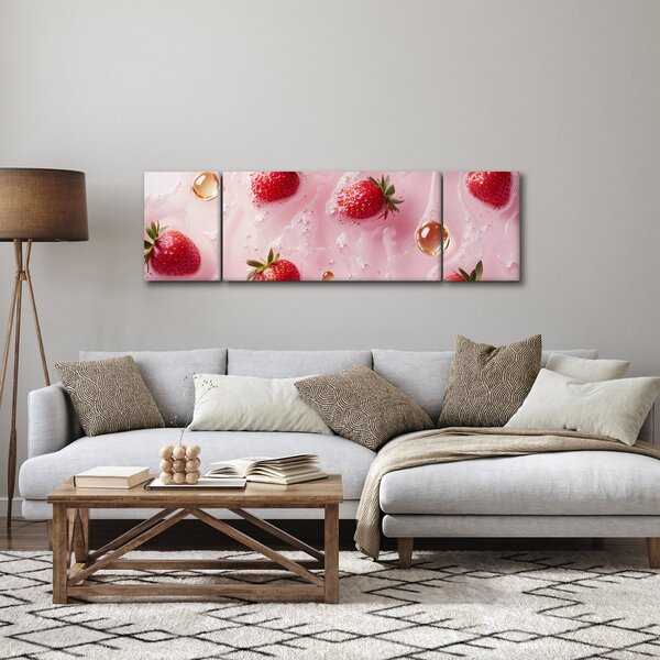 Obraz - Jahody v bublinách (170x50 cm)