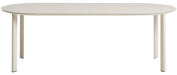Kave Home Krémový zahradní stůl Erice 230 x 100 cm se skleněnou deskou