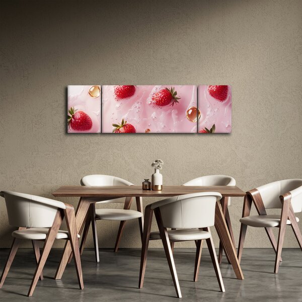 Obraz - Jahody v bublinách (170x50 cm)