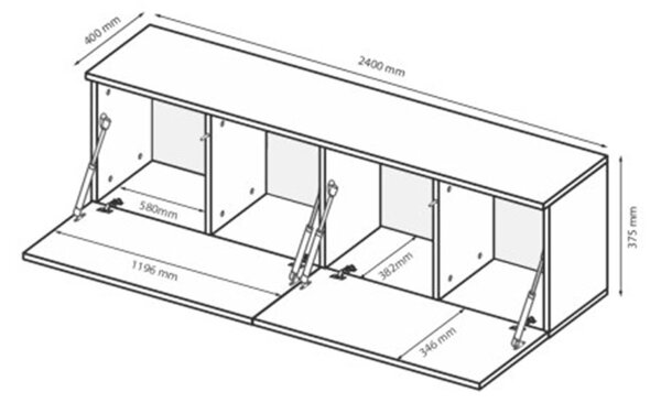 TV stolek 2,4 šedý lávový lesk Legs Box