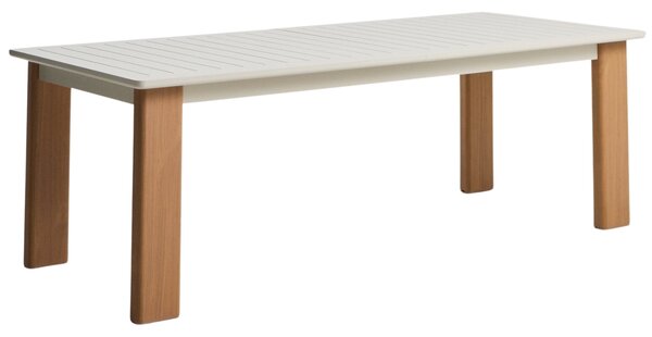 Kave Home Béžový rozkládací zahradní stůl Livorno 233/350 x 100 cm s přírodní podnoží