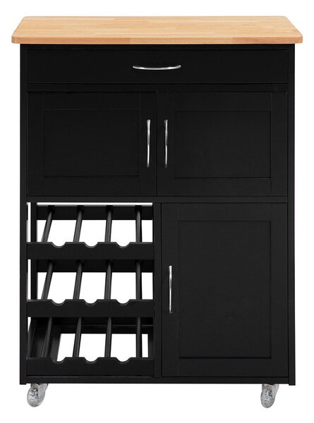 Sobuy Fkw45-Sch Servírovací Vozík Kuchyňský Vozík Vozík Na Víno Černá 67X87X38Cm
