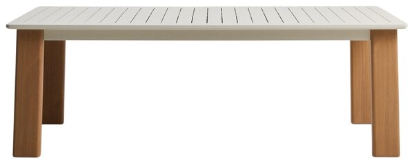 Kave Home Béžový rozkládací zahradní stůl Livorno 233/350 x 100 cm s přírodní podnoží