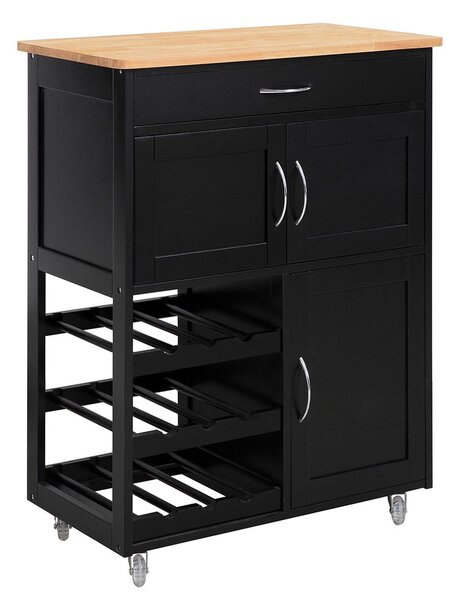 Sobuy Fkw45-Sch Servírovací Vozík Kuchyňský Vozík Vozík Na Víno Černá 67X87X38Cm