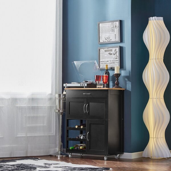 Sobuy Fkw45-Sch Servírovací Vozík Kuchyňský Vozík Vozík Na Víno Černá 67X87X38Cm