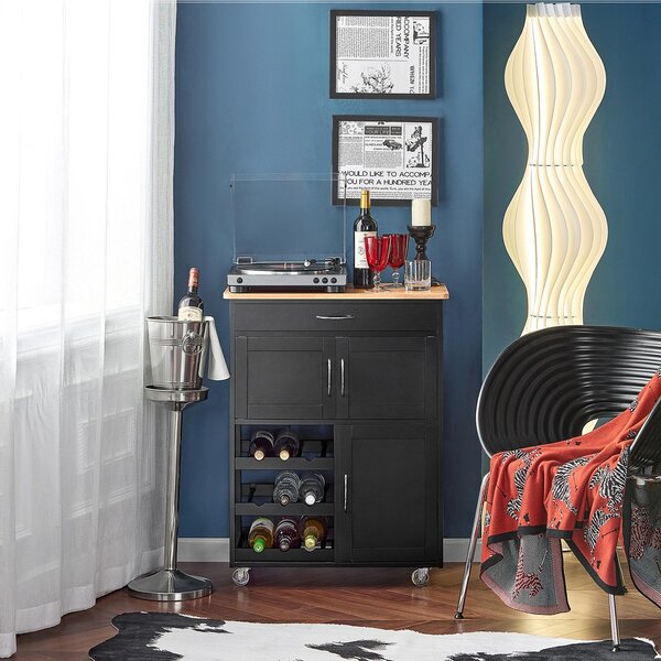 Sobuy Fkw45-Sch Servírovací Vozík Kuchyňský Vozík Vozík Na Víno Černá 67X87X38Cm