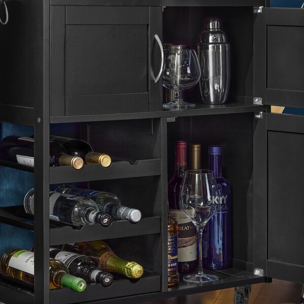 Sobuy Fkw45-Sch Servírovací Vozík Kuchyňský Vozík Vozík Na Víno Černá 67X87X38Cm