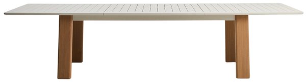 Kave Home Béžový rozkládací zahradní stůl Livorno 233/350 x 100 cm s přírodní podnoží