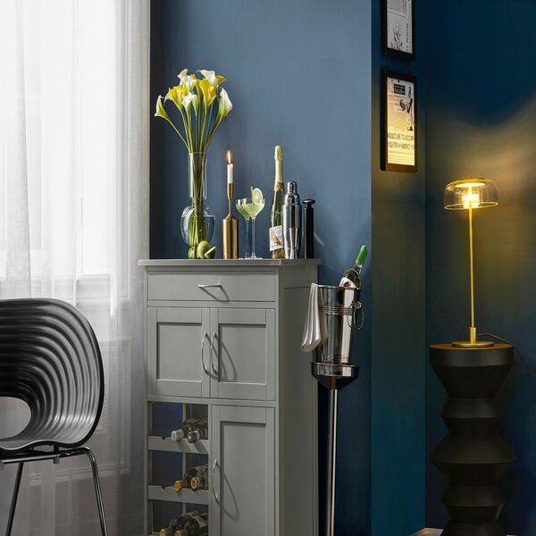Sobuy Fkw45-Hg Servírovací Vozík Kuchyňský Vozík Vozík Vinotéka Světle Šedá 67X87X38Cm