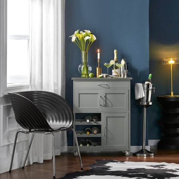Sobuy Fkw45-Hg Servírovací Vozík Kuchyňský Vozík Vozík Vinotéka Světle Šedá 67X87X38Cm