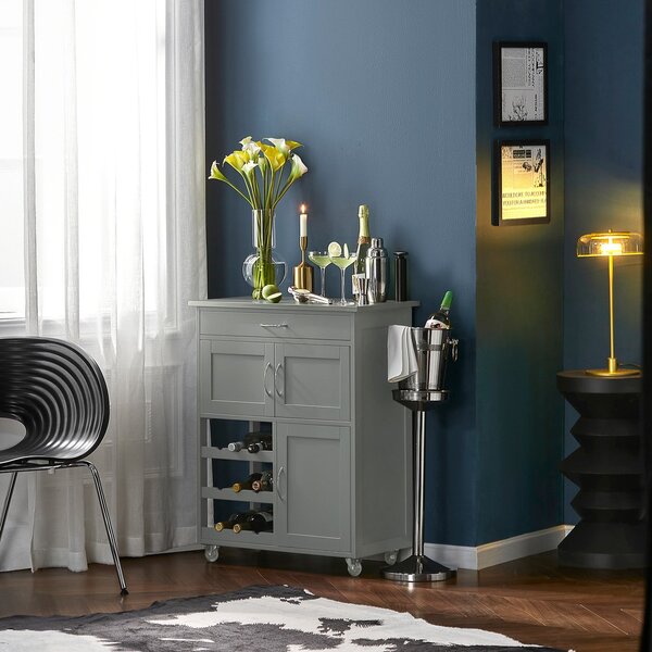 Sobuy Fkw45-Hg Servírovací Vozík Kuchyňský Vozík Vozík Vinotéka Světle Šedá 67X87X38Cm