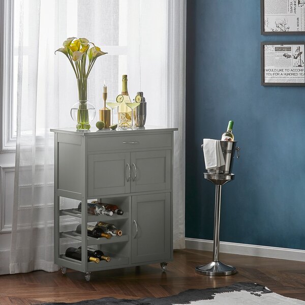 Sobuy Fkw45-Hg Servírovací Vozík Kuchyňský Vozík Vozík Vinotéka Světle Šedá 67X87X38Cm