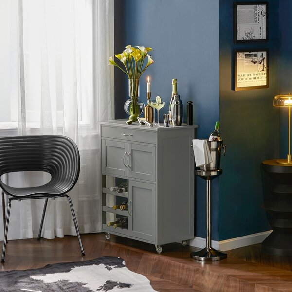 Sobuy Fkw45-Hg Servírovací Vozík Kuchyňský Vozík Vozík Vinotéka Světle Šedá 67X87X38Cm