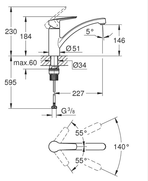 Grohe Start kuchyňská baterie stojící černá 324412432