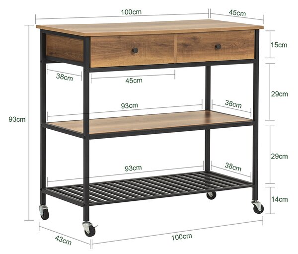Sobuy Fkw112-Pf Kuchyňský Vozík Servírovací Vozík Kuchyňská Police 100X93X45Cm