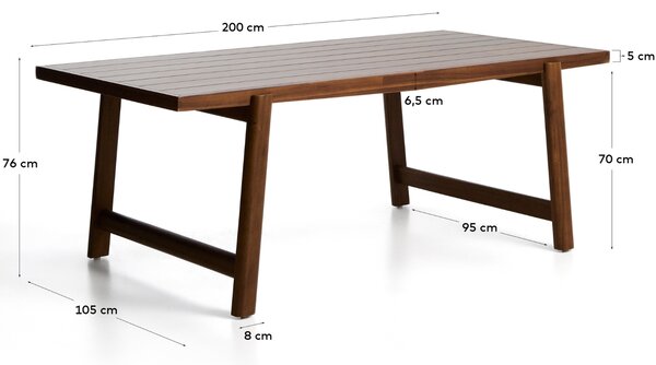 Kave Home Dřevěný zahradní jídelní stůl Itani 200 x 100 cm