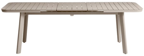 Kave Home Béžový kovový zahradní rozkládací stůl Izola 185/235 x 100 cm