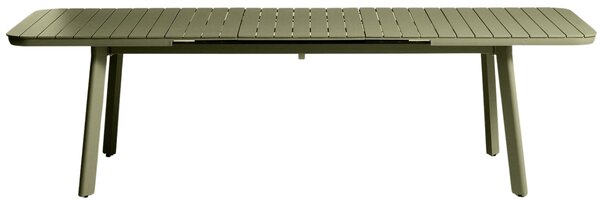 Kave Home Zelený kovový zahradní rozkládací stůl Izola 220/280 x 100 cm
