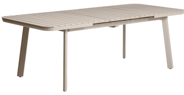Kave Home Béžový kovový zahradní rozkládací stůl Izola 185/235 x 100 cm