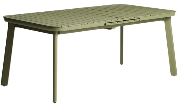 Kave Home Zelený kovový zahradní rozkládací stůl Izola 185/235 x 100 cm