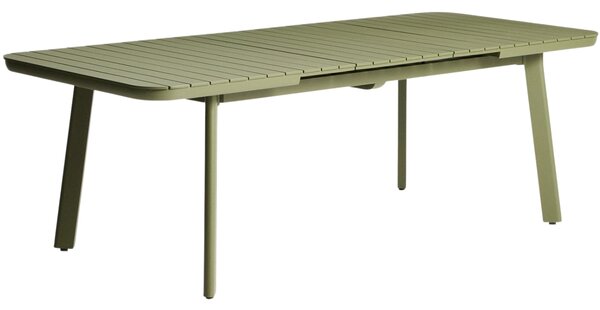 Kave Home Zelený kovový zahradní rozkládací stůl Izola 185/235 x 100 cm