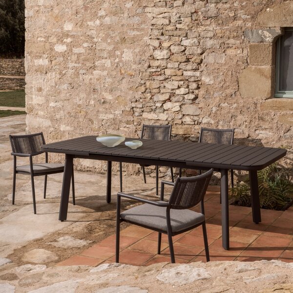 Kave Home Šedý kovový zahradní rozkládací stůl Izola 185/235 x 100 cm