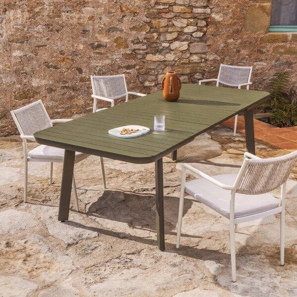 Kave Home Zelený kovový zahradní rozkládací stůl Izola 185/235 x 100 cm
