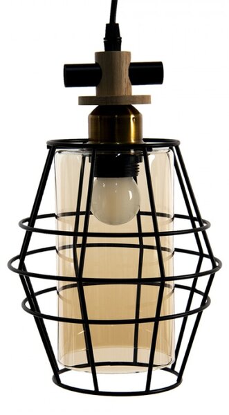 6LMP755 Závěsná lampa Černá 22*18 cm E27/max 1*40W – 18x18x31 cm