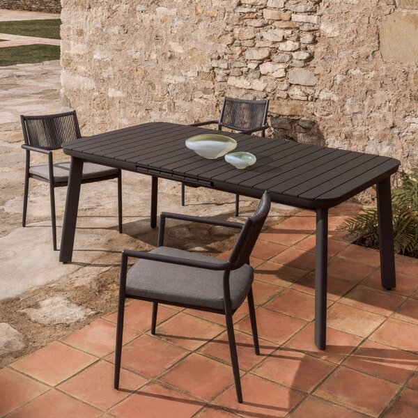 Kave Home Šedý kovový zahradní rozkládací stůl Izola 185/235 x 100 cm
