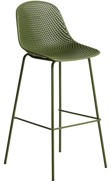 Kave Home Zelená plastová barová židle Quinby 75 cm