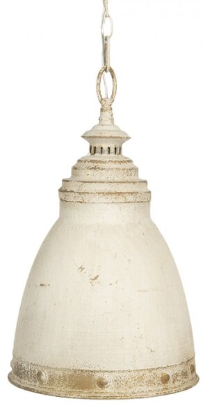Bílé kovové závěsné světlo s patinou Marie-louise – 28x45 cm