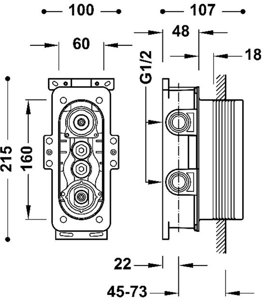Tres Therm-Box podomítkový prvek baterie 20785001