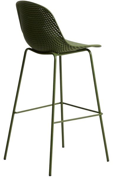 Kave Home Zelená plastová barová židle Quinby 75 cm