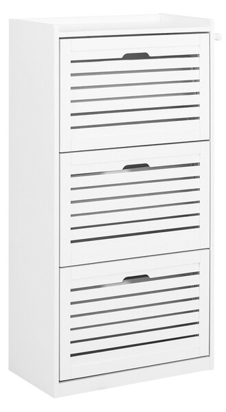 Sobuy Fsr108-W Botník Se 3 Klopami Botník Se 2 Háčky Bílá 55X112X30Cm