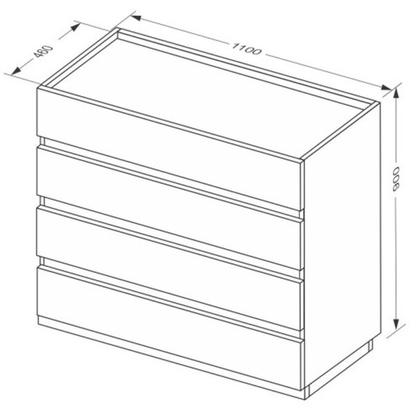 Komoda 4šx bílý supermat, antracit Duo