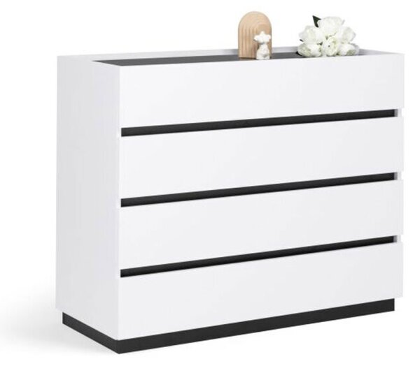 Komoda 4šx bílý supermat, antracit Duo