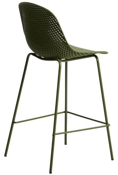 Kave Home Zelená plastová barová židle Quinby 65 cm