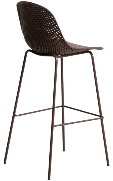 Kave Home Hnědá plastová barová židle Quinby 75 cm