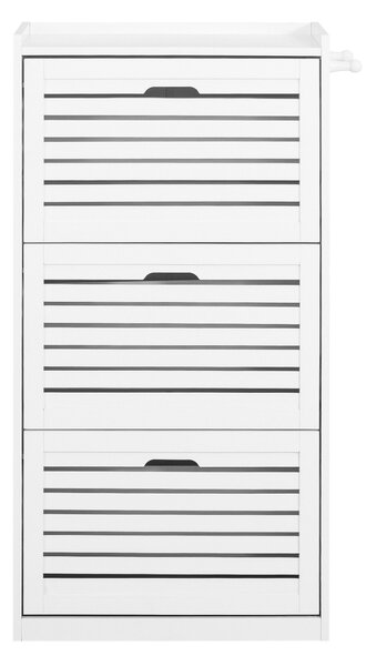 Sobuy Fsr108-W Botník Se 3 Klopami Botník Se 2 Háčky Bílá 55X112X30Cm