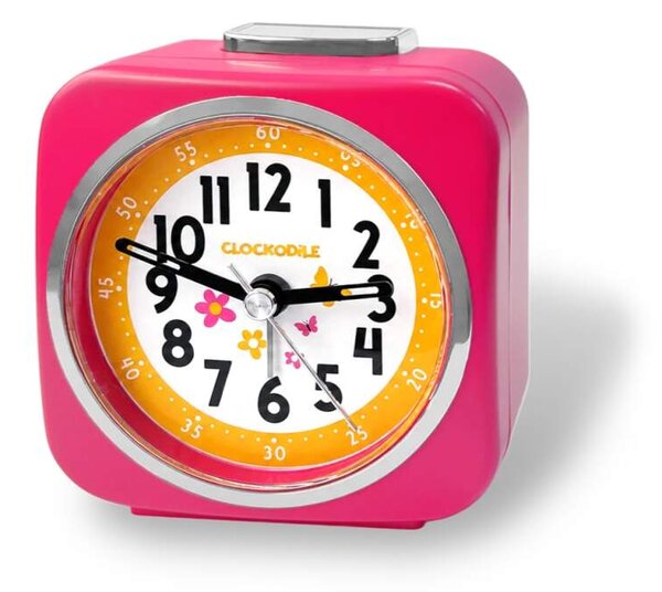 CLOCKODILE Růžový dětský budík MOTÝL S KYTIČKAMI - 3 ROKY ZÁRUKA! CAS3005 ( )