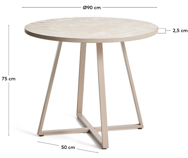 Kave Home Béžový zahradní bistro stolek Tella Ø 90 cm