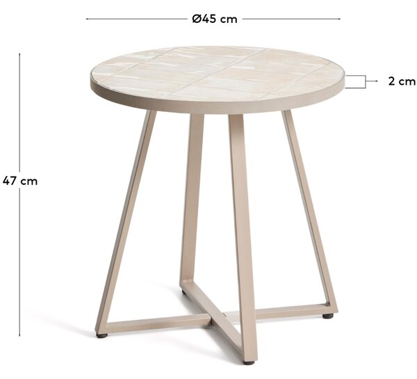 Kave Home Béžový zahradní stolek Tella Ø 45 cm