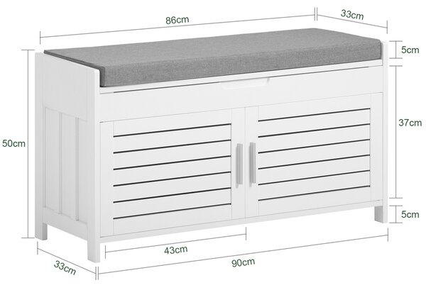 Sobuy Fsr102-W Lavice Na Boty Lavice Na Hrudník Truhla Na Boty Lavice Do Předsíně Bílá 90X50X33Cm