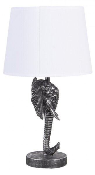 Stříbrno bílá stolní lampa s hlavou slona – 25x25x41 cm