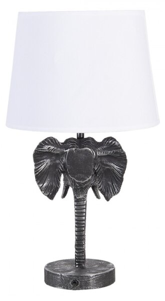 Stříbrno bílá stolní lampa s hlavou slona – 25x25x41 cm