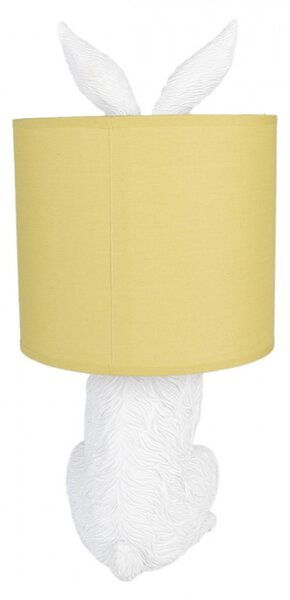Bílá stolní lampa králík se žlutým stínidlem Konijn