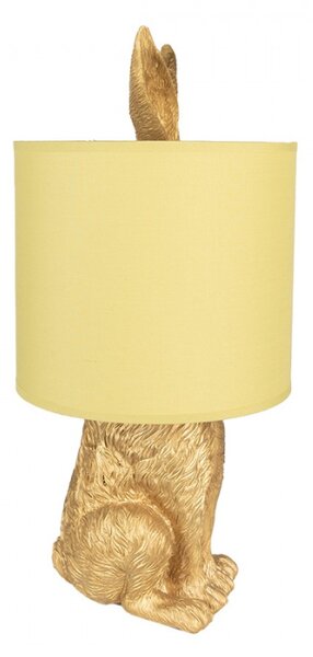 Zlatá stolní lampa králík se žlutým stínidlem Konijn